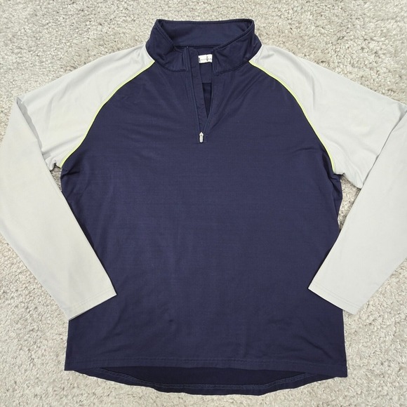 Peter Millar Mens Crown Sport 1/4 Zip Performance Top Blue White Size Large - Picture 1 of 12